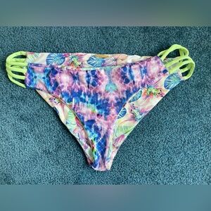 Bikinima Reversible Colorful Floral Tie Dye Bottom - No Tag Bottom Approx 15.5”